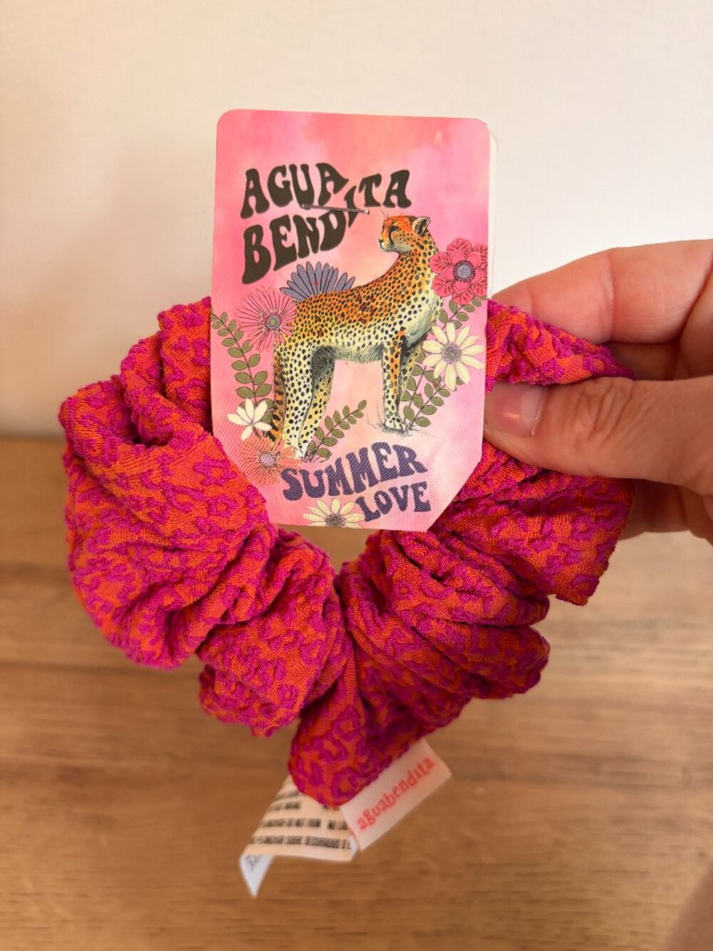 NWT Agua Bendita Pink Cheetah Print Scrunchie